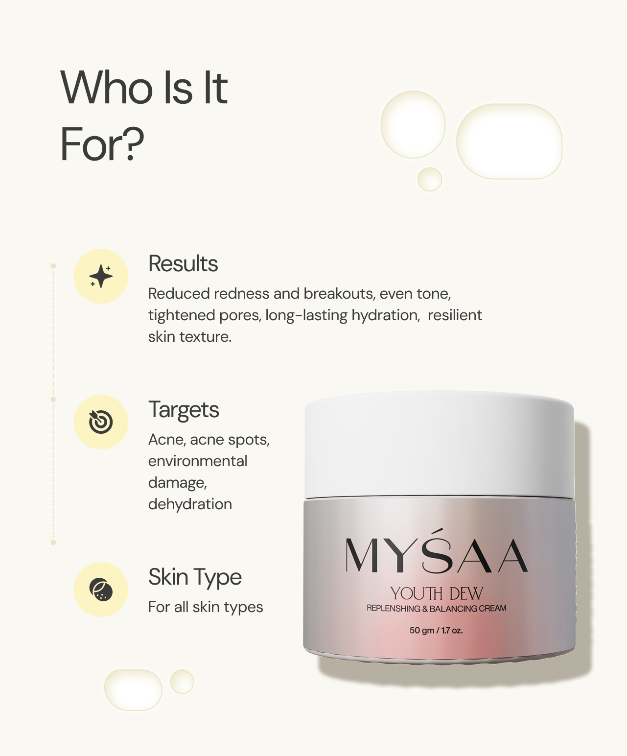 Youth dew |  Replenishing & Balancing Cream